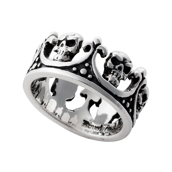 SKULL & FLEUR-DE-LYS CROWN RING