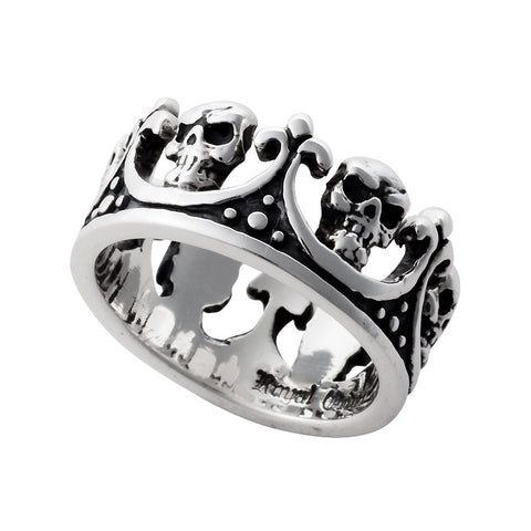 SKULL & FLEUR-DE-LYS CROWN RING