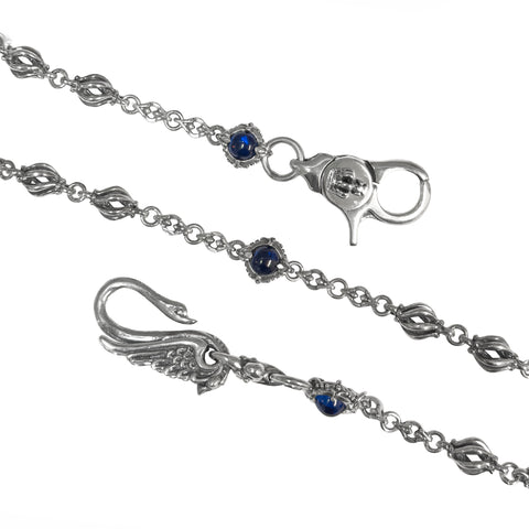 TURRET LINK WALLET CHAIN w/ SWAN HOOK, CROWN CLIP & ST. FRANCIS CZs