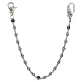 TURRET LINK WALLET CHAIN w/ SWAN HOOK, CROWN CLIP & ST. FRANCIS ONYX