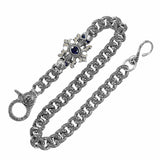 TRIBAL LINK WALLET CHAIN w/ SKULL AMULET & CZs