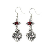 SMALL HEART ROSE FDL DROP EARRING w/ CZ
