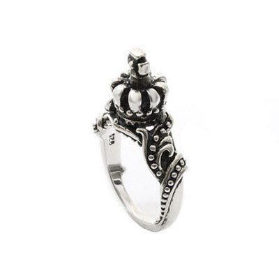 TINY CROWN RING w/ FLEUR VINES