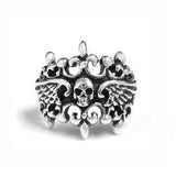 DOUBLE TIARA WINGED SKULL RING