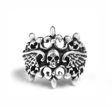 DOUBLE TIARA WINGED SKULL RING