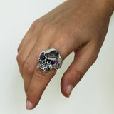 LARGE VAMPIRE SKULL RING w/ CZ EYES
