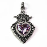 LARGE DEMI GOD HEART PENDANT w/ CZ & PAVÉ CZ