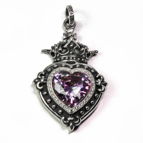 LARGE DEMI GOD HEART PENDANT w/ CZ & PAVÉ CZ