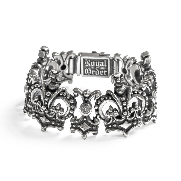 QUEEN CROWN TRELLIS BRACELET w/ CZs