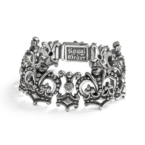 QUEEN CROWN TRELLIS BRACELET w/ CZs