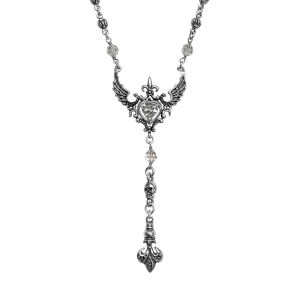 CORONET WINGED HEART ROSARY w/ CZ