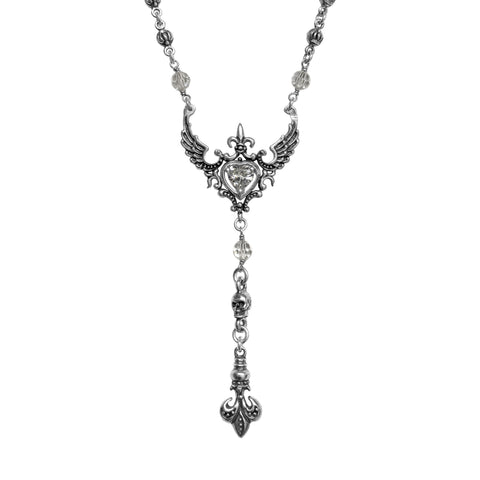 CORONET WINGED HEART ROSARY w/ CZ