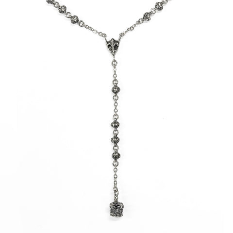 SMALL ROSE BEAD ROSARY w/ SMALL ROYAL CROWN