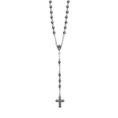 SMALL ROSE BEAD ROSARY w/ TINY CONSORT CROSS