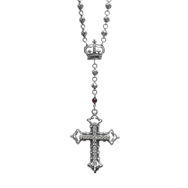 ROSES & SKULLS ROSARY w/ LARGE CONSORT CROSS