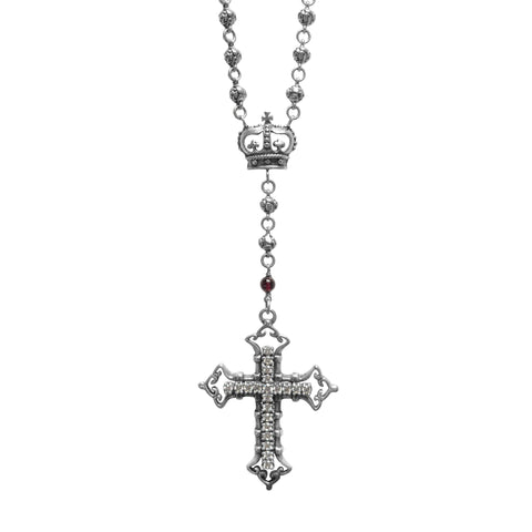 ROSES & SKULLS ROSARY w/ LARGE CONSORT CROSS