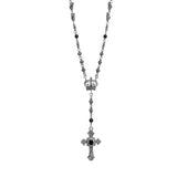 ROSES & SKULLS ROSARY w/ CARVED CROSS