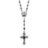 ROSES & SKULLS ROSARY w/ CARVED CROSS