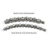 SKULL & CROSS TRELLIS BRACELET w/ CZs