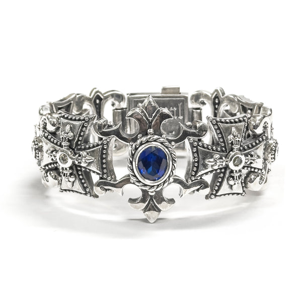 CROSS TRELLIS BRACELET w/ AMULET & CZs