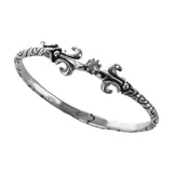 RIBBON CUFF w/ FLEUR DES LIS & CROWN SET CZ