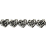 SMALL HEART ROSE LINKS BRACELET w/ PAVÉ CZ ON CENTER ROSE