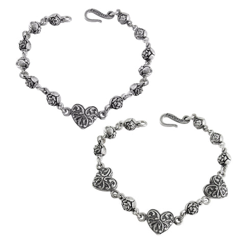 ROSEBEAD BRACELET w/ CARVED HEARTS
