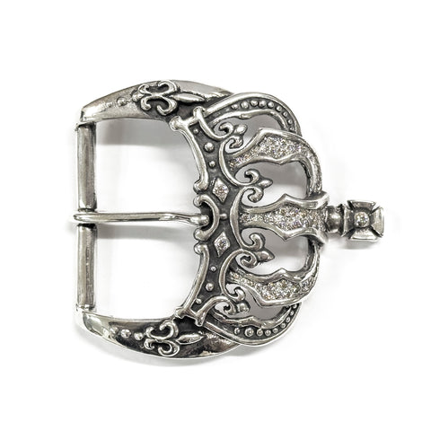 CROWN BELT BUCKLE w/ PAVÉ DIAMONDS