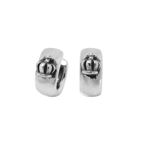 SMALL HUGGIE HOOP EARRINGS w/ CROWN