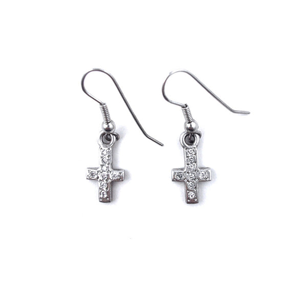 CROSS EARRINGS w/ PAVÉ CZ