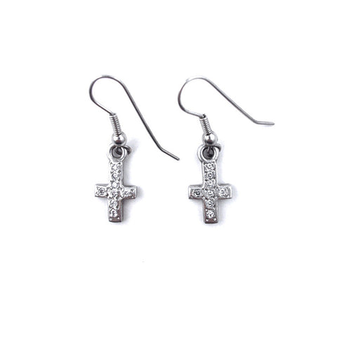 CROSS EARRINGS w/ PAVÉ CZ