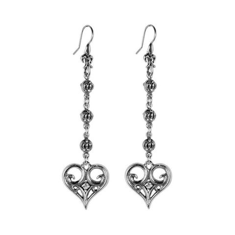 ALLEGRA HEART ON FDL CROWN BEAD EARRINGS w/ DIAMONDS