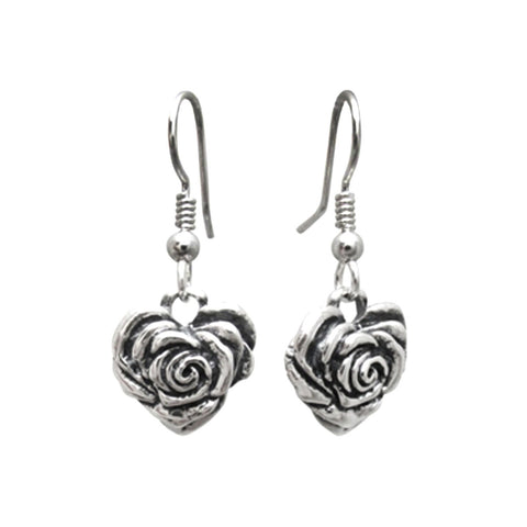 SMALL HEART ROSE EARRINGS w/ HOOK