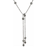 FLEUR-DE-LYS LARIAT w/ FILIGREE BALLS & PEARLS
