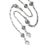 FLEUR-DE-LYS LARIAT w/ FILIGREE BALLS & PEARLS
