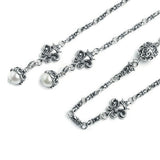 FLEUR-DE-LYS LARIAT w/ FILIGREE BALLS & PEARLS