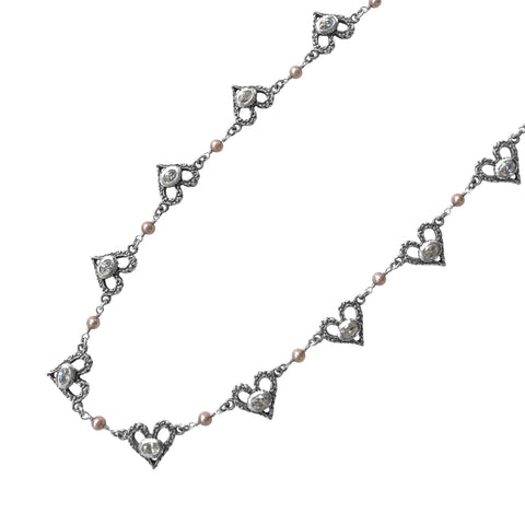 ETERNAL HEART NECKLACE w/ CZ & PEARLS