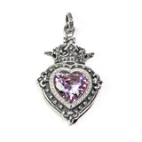 LARGE DEMI GOD HEART PENDANT w/ CROWN & PAVÉ CZ