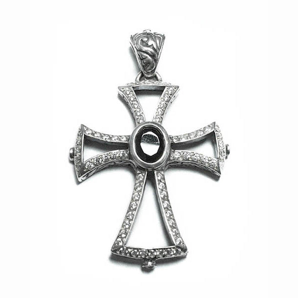 MONARCH CROSS PENDANT w/ DIAMONDS & ONYX