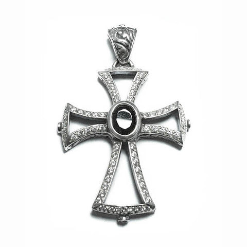 MONARCH CROSS PENDANT w/ DIAMONDS & ONYX