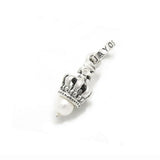 TINY CROWN PENDANT w/ 1 DIAMOND & PEARL