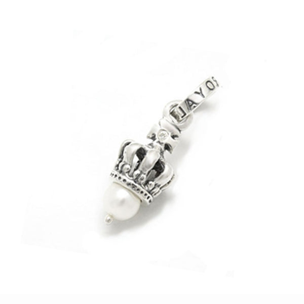 TINY CROWN PENDANT w/ 1 DIAMOND & PEARL