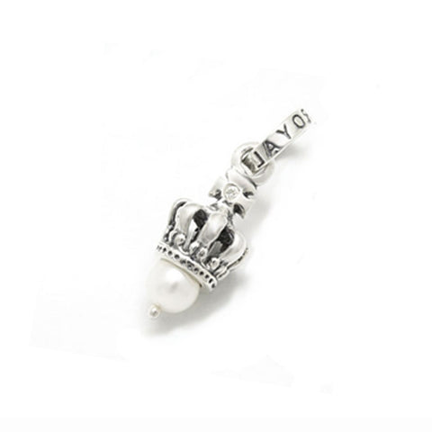 TINY CROWN PENDANT w/ 1 DIAMOND & PEARL