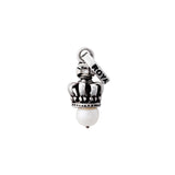 TINY CROWN PENDANT w/ 1 DIAMOND & PEARL