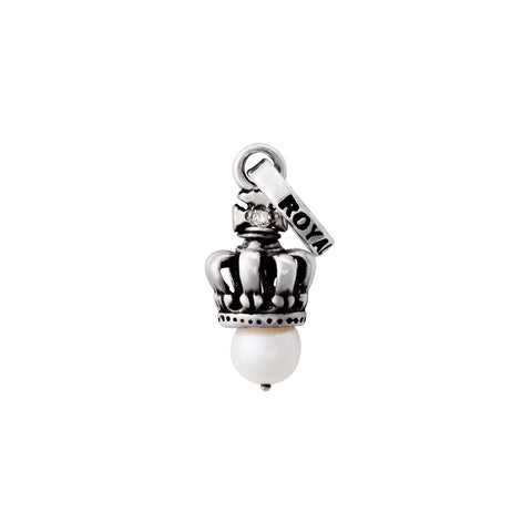 TINY CROWN PENDANT w/ 1 DIAMOND & PEARL