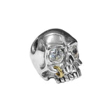SILENT SKULL PENDANT w/ HOLES, CZ EYES, & 18K GOLD PIERCING