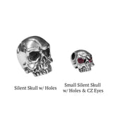 SMALL SILENT SKULL PENDANT w/ HOLES & CZs