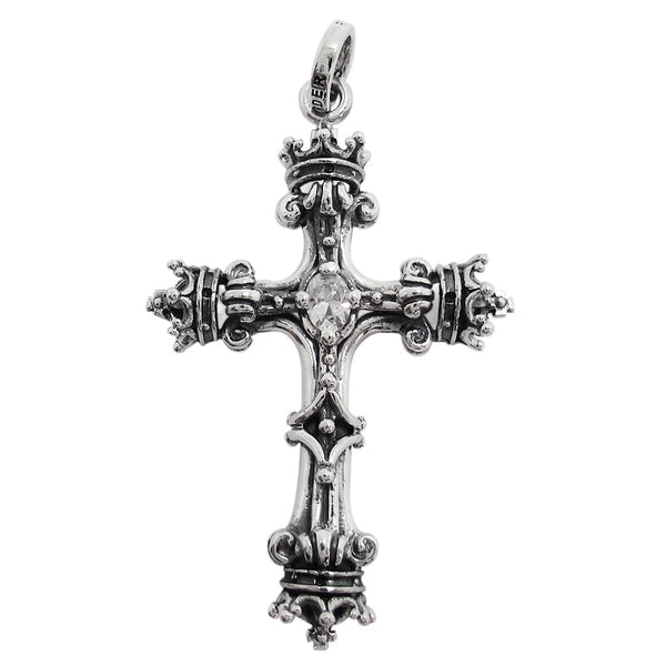 SARAH CROSS OF CROWNS PENDANT w/ CZ