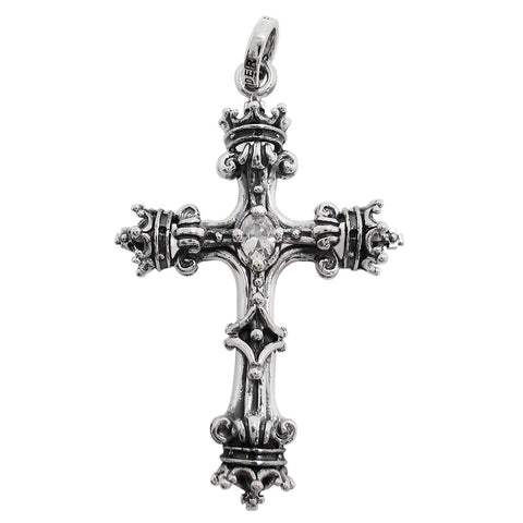 SARAH CROSS OF CROWNS PENDANT w/ CZ