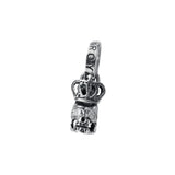 SKULL w/ CROWN PENDANT & PRECIOUS STONE EYES
